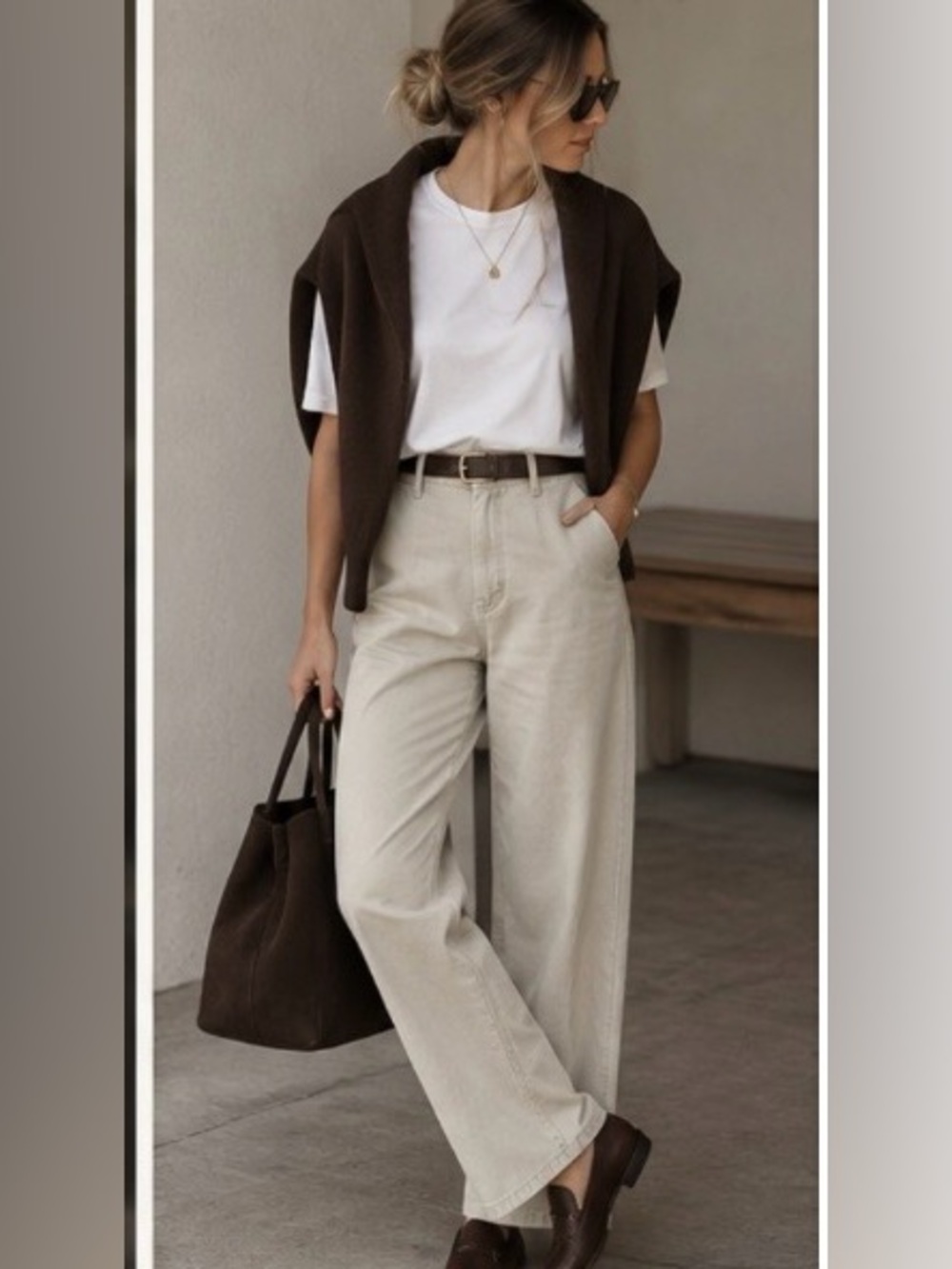 PAIGE Wide-Leg Chino Pants in Light Grey/Green